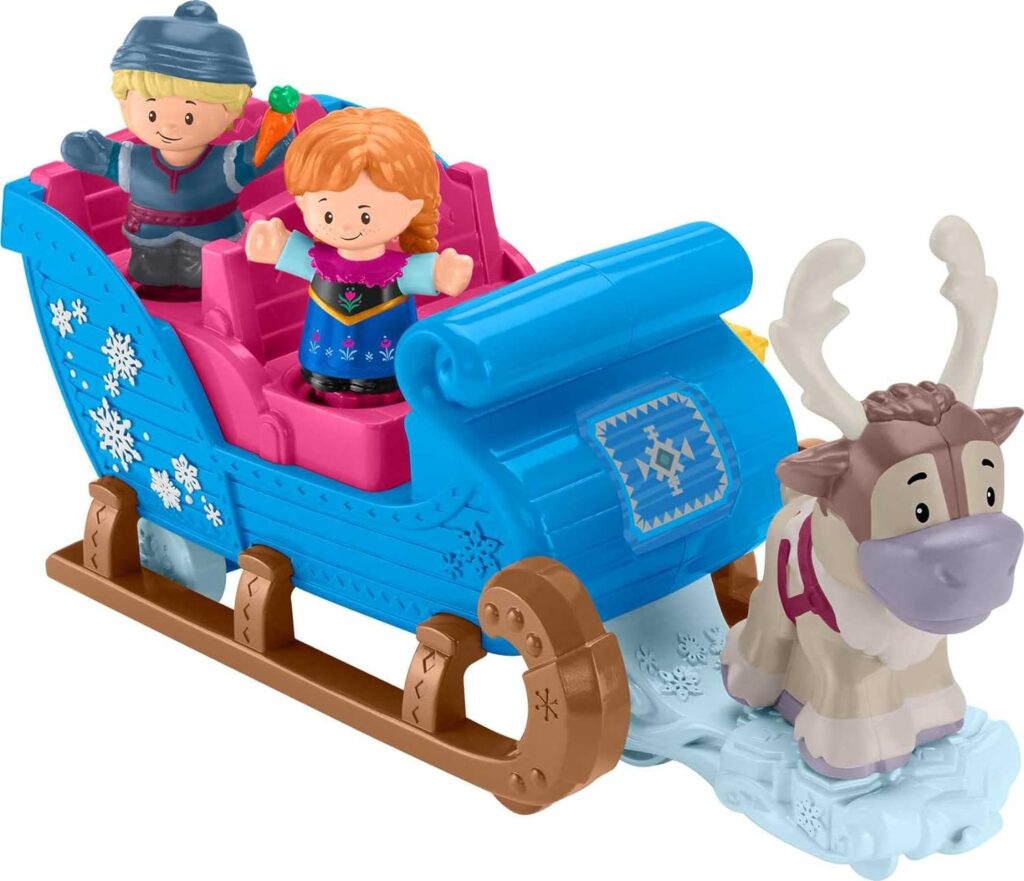 Fisher-Price Little People Toddler Toy Disney Frozen Kristoff’s Sleigh Vehicle with Anna Kristoff  Sven Figures for Ages 18+ Months (Amazon Exclusive)