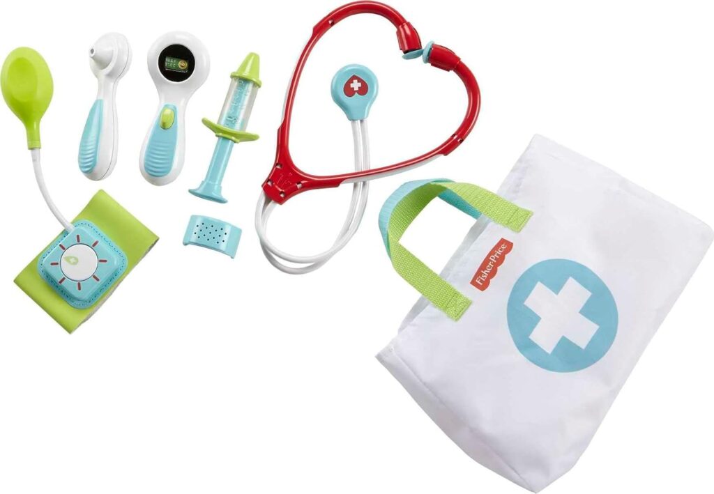 Fisher-Price Preschool Pretend Play Medical Kit 7-Piece Doctor Bag Dress Up Toys for Kids Ages 3+ Years