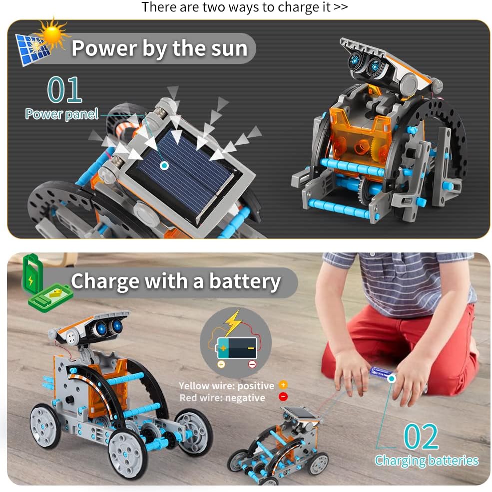 Lucky Doug 12-in-1 STEM Solar Robot Kit Toys Gifts for Kids 8 9 10 11 12 13 Years Old, Educational Building Science Experiment Set Birthday for Kids Boys Girls