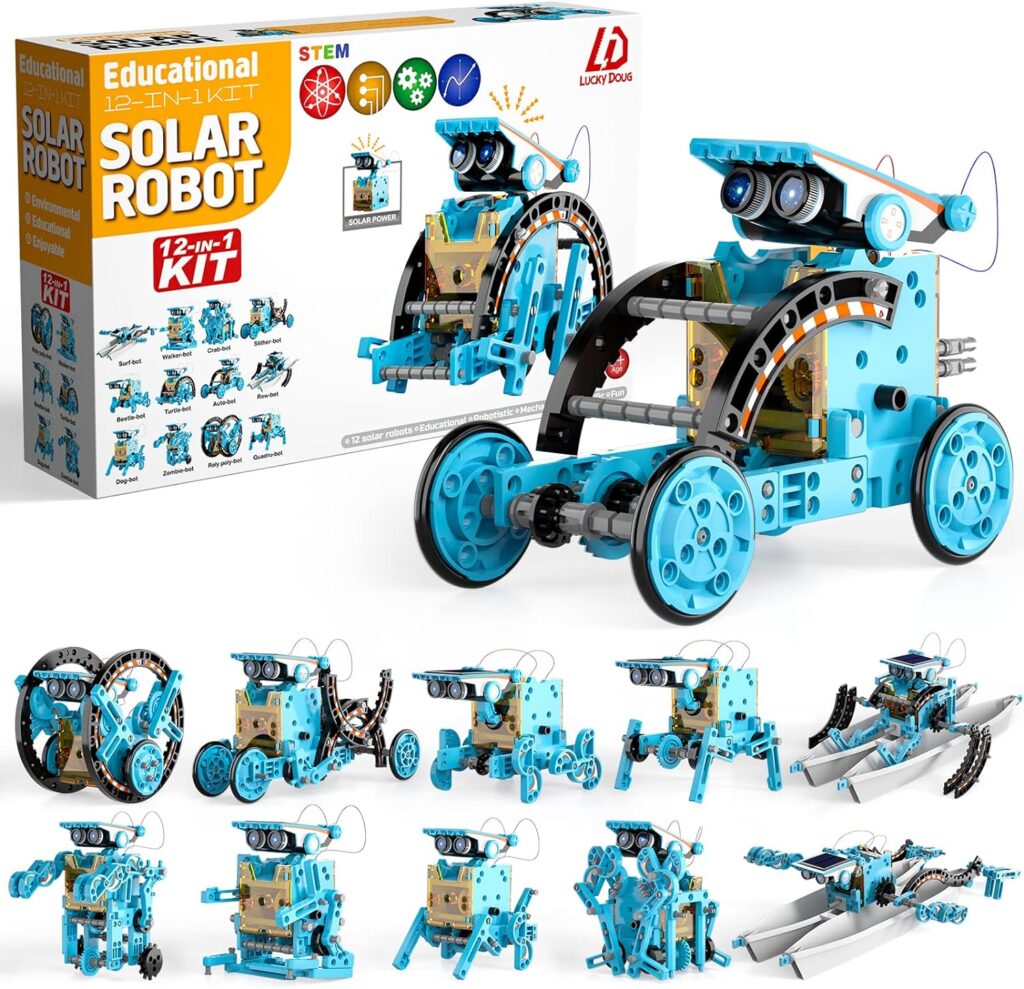 Lucky Doug 12-in-1 STEM Solar Robot Kit Toys Gifts for Kids 8 9 10 11 12 13 Years Old, Educational Building Science Experiment Set Birthday for Kids Boys Girls